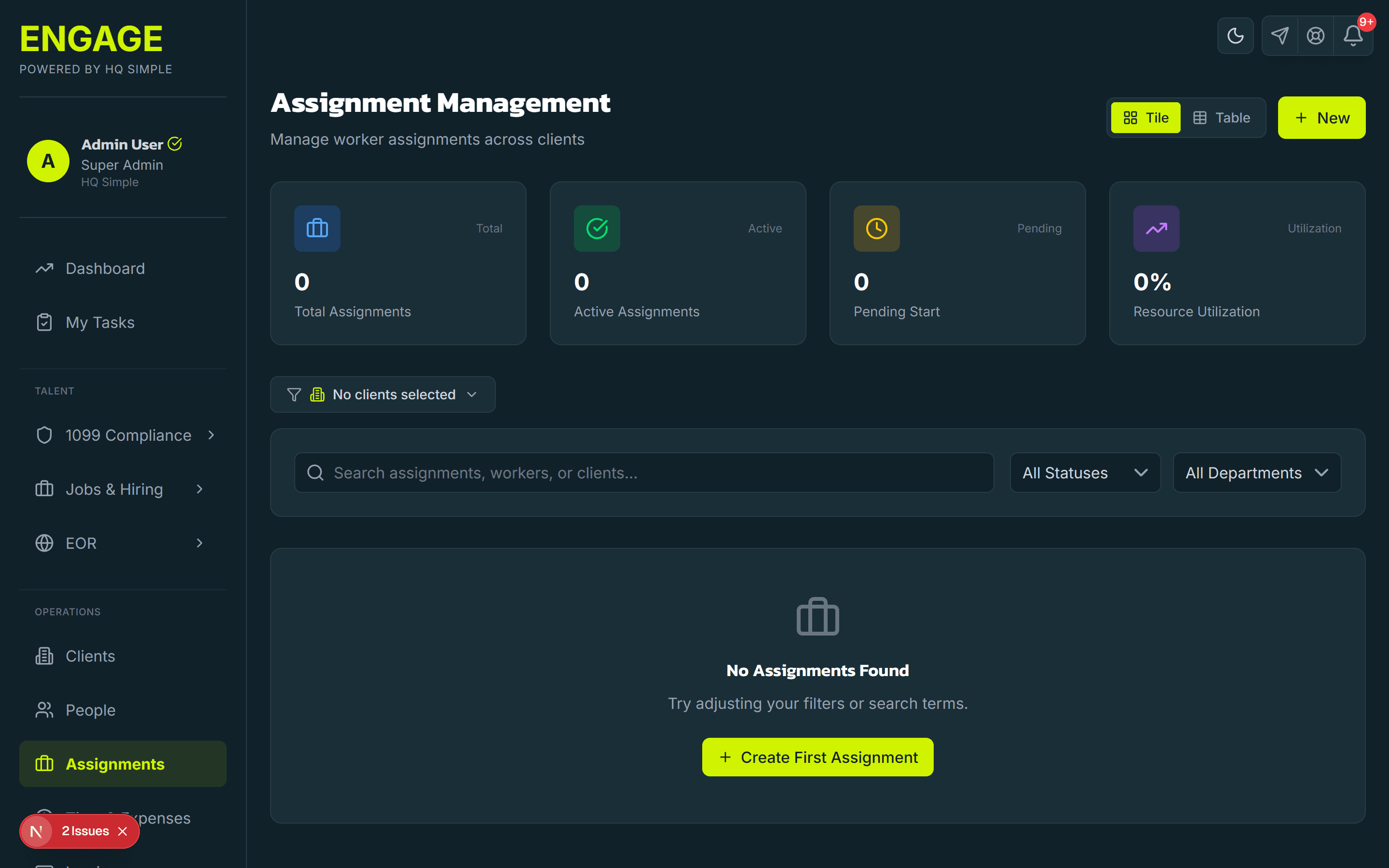 Engage assignments tracker